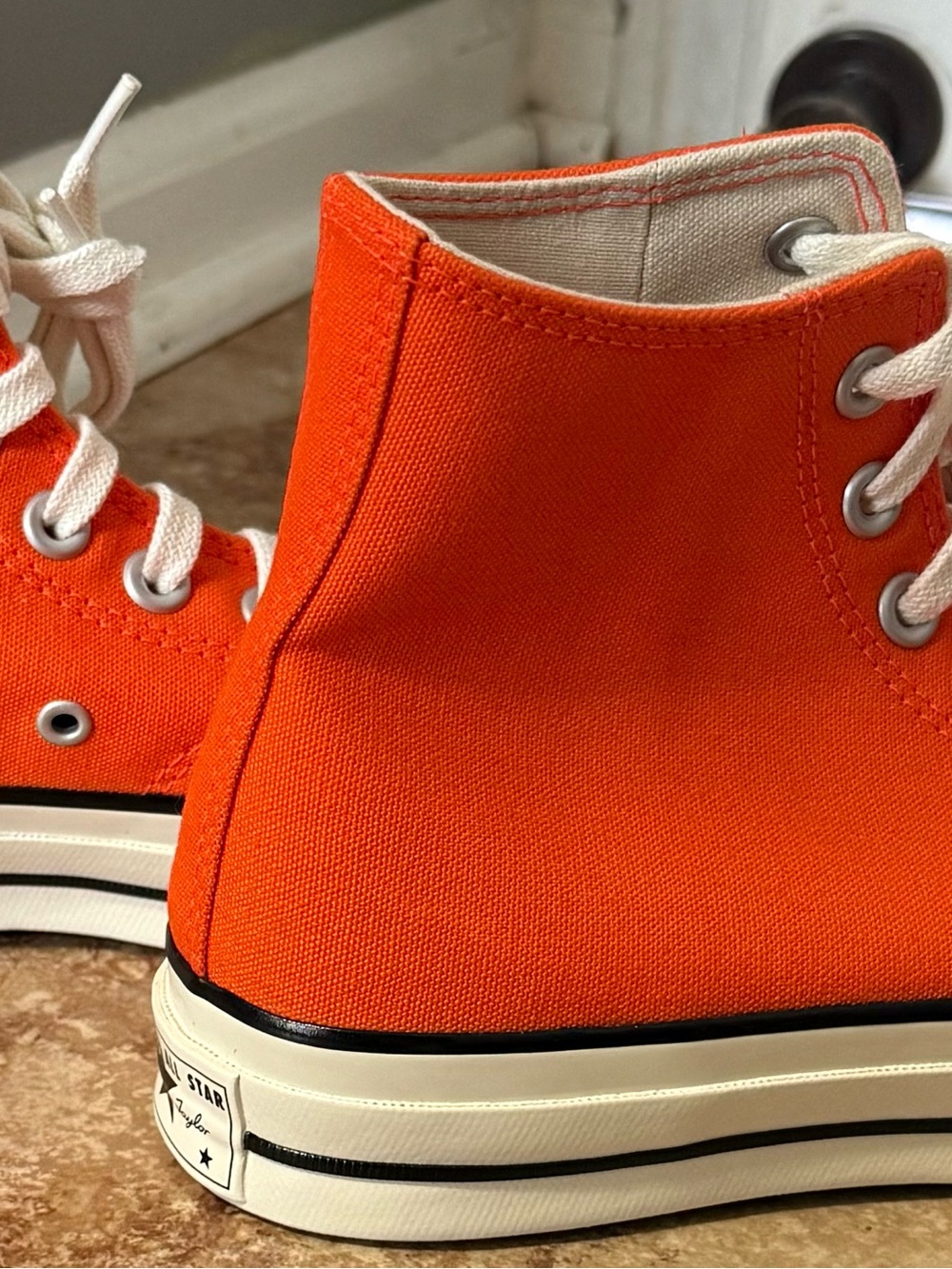 Converse Kids High-Top Sneakers in Bright Orange and White